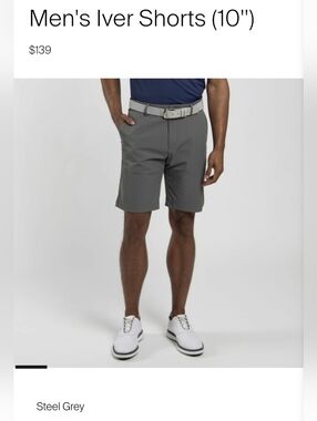 Kjus Men's Performance Stretch Shorts Grey Sz 38. 10" Inseam Golf Tennis Summer